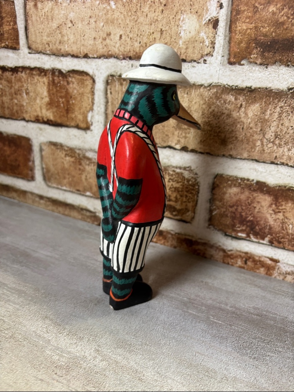 Duck Man Hand-Painted Decorative Bird Figurine in Red, Green & White #103 - Picture 6 of 10